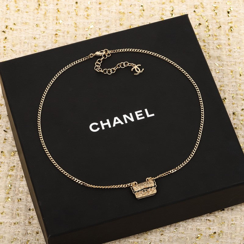 Chanel Bag Pendant 18K Gold Necklace