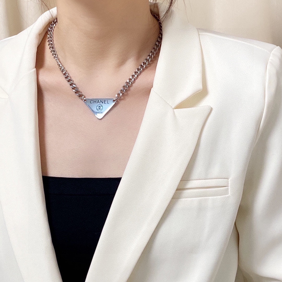 Chanel Triangle 18K Gold Necklace