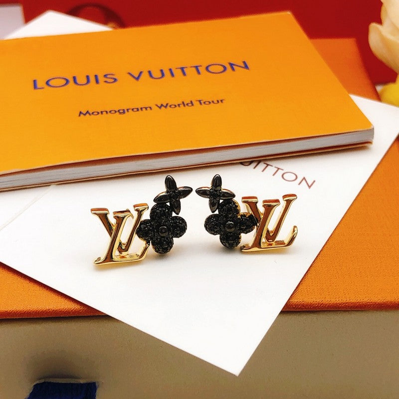 Louis Vuitton Black Blossom 18K Gold Earrings