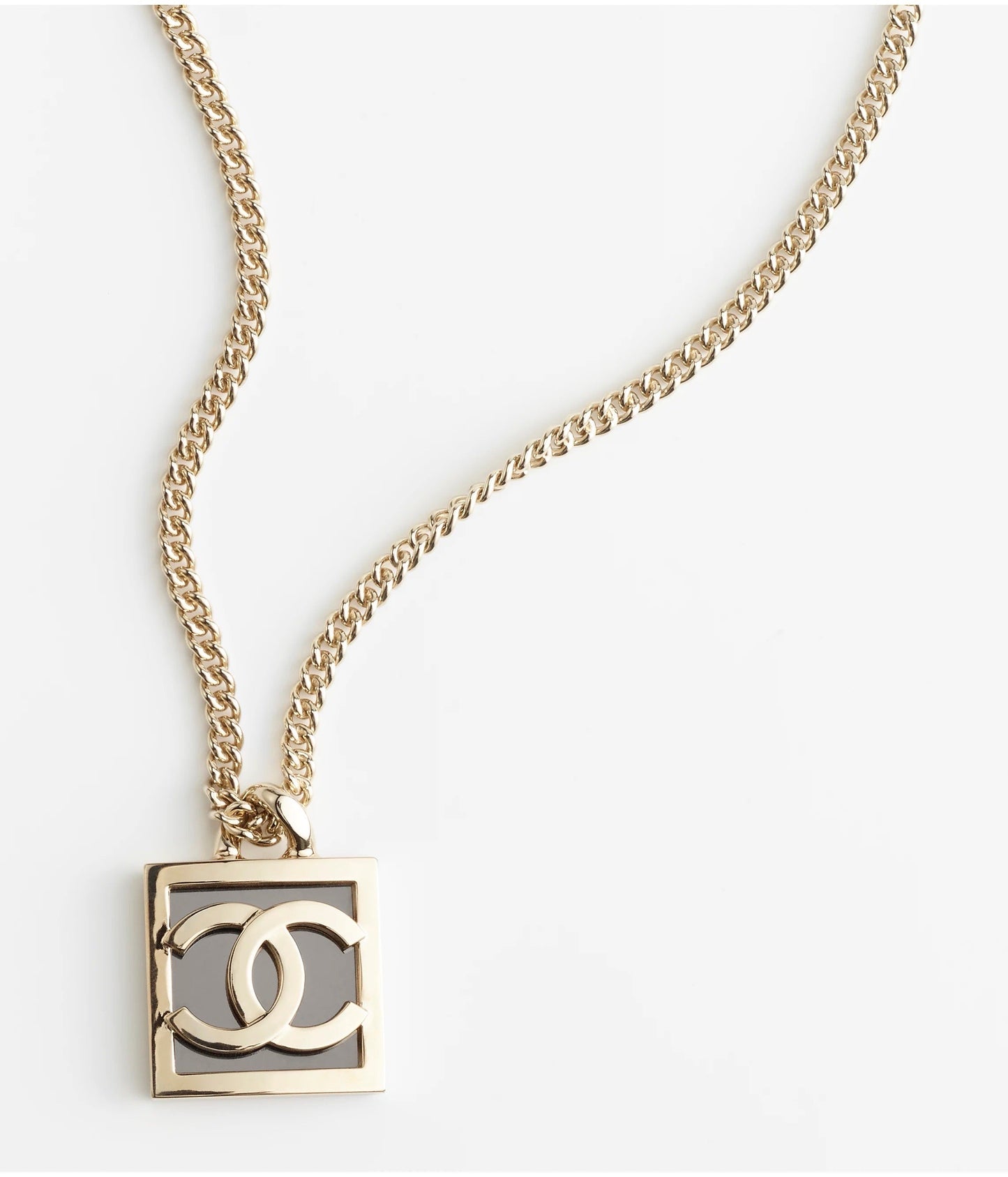 Chanel Square Logo 18K Gold Necklace