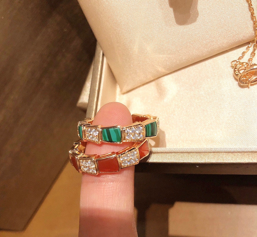 Bvlgari Serpenti Viper Malachite 18K Gold Ring