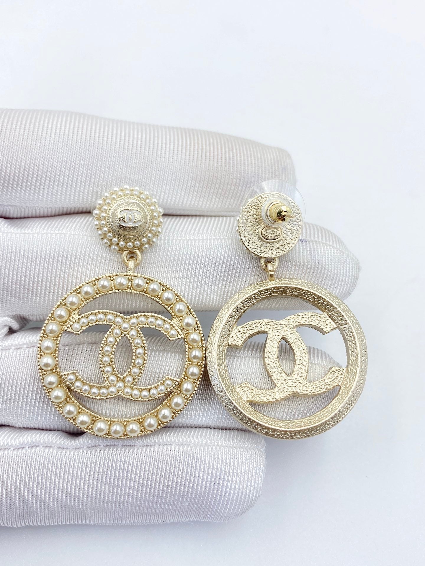 Chanel Pearl 18K Gold Earrings