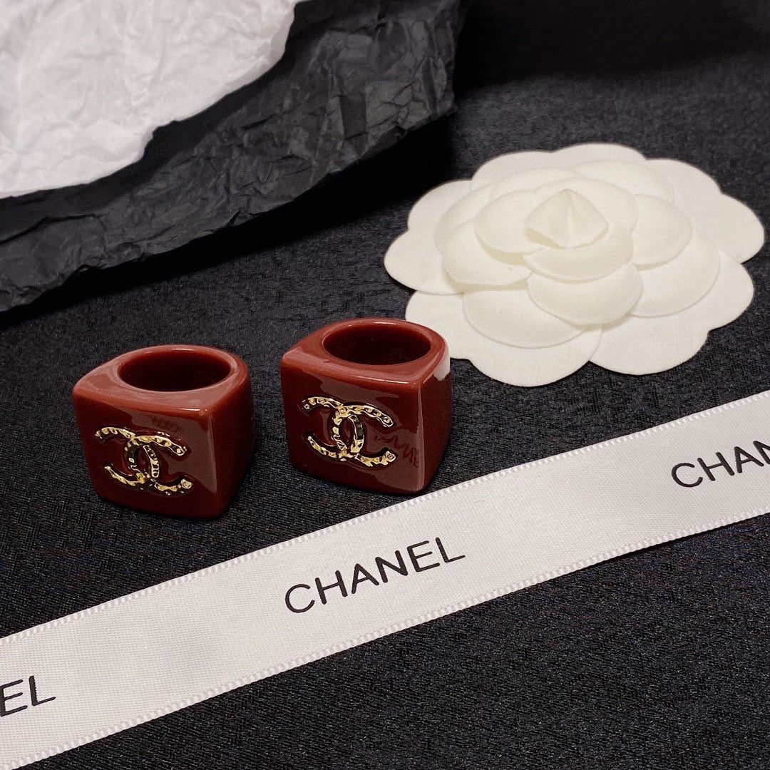 Chanel Vintage Red 18K Gold Ring