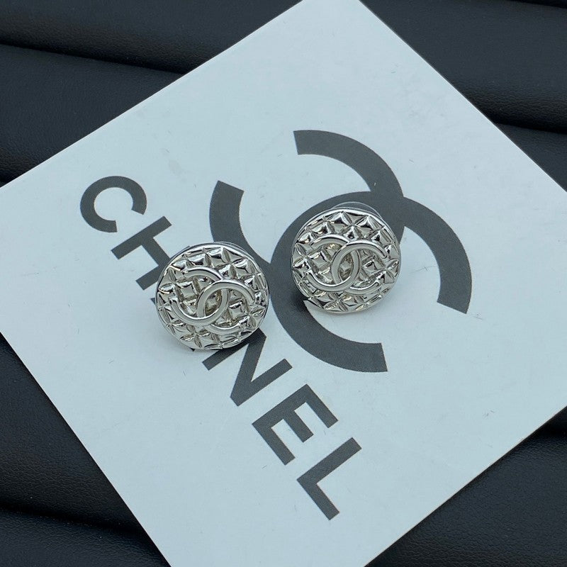 Chanel Round 18K White Gold Earrings