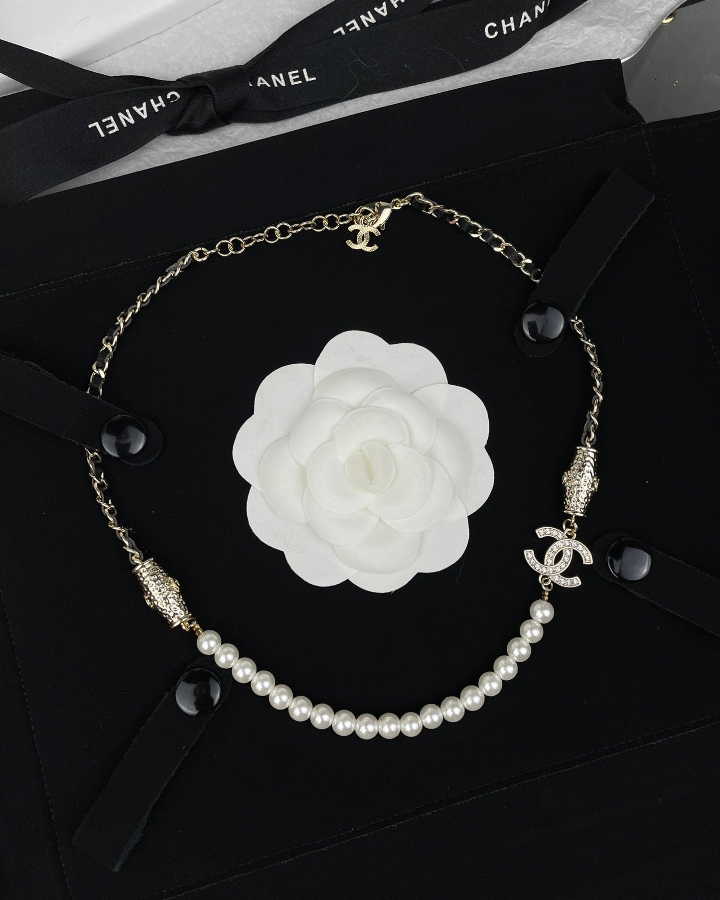 Chanel Crystals Choker 18K Gold Necklace
