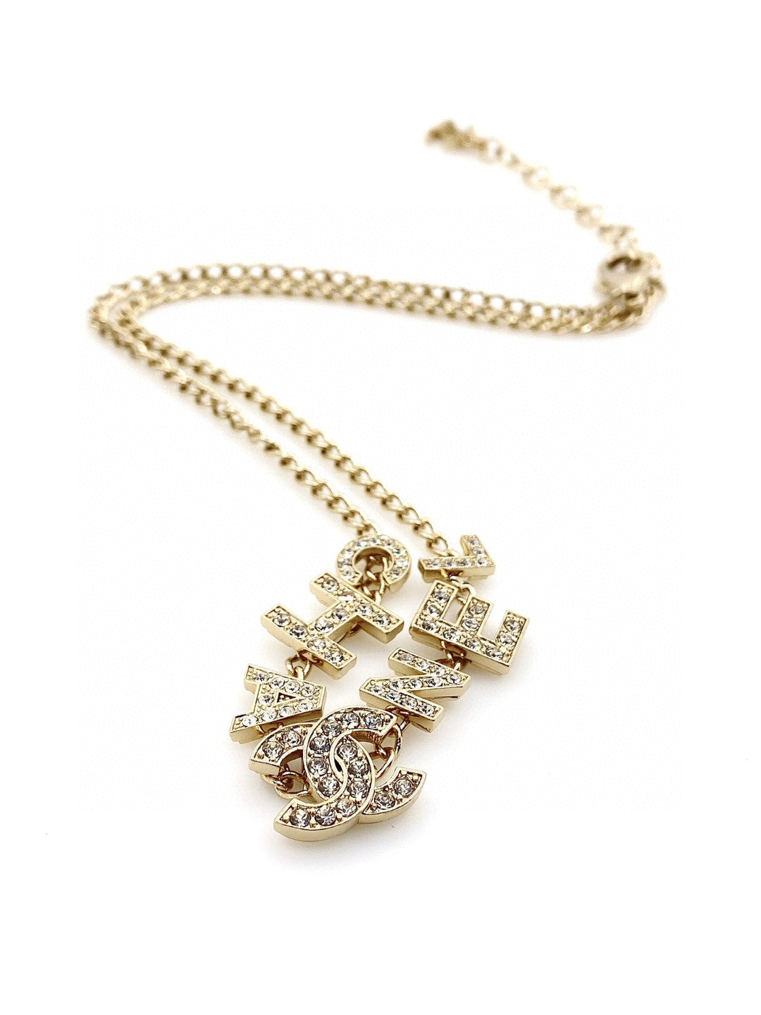 Chanel Script Diamonds 18K Gold Necklace