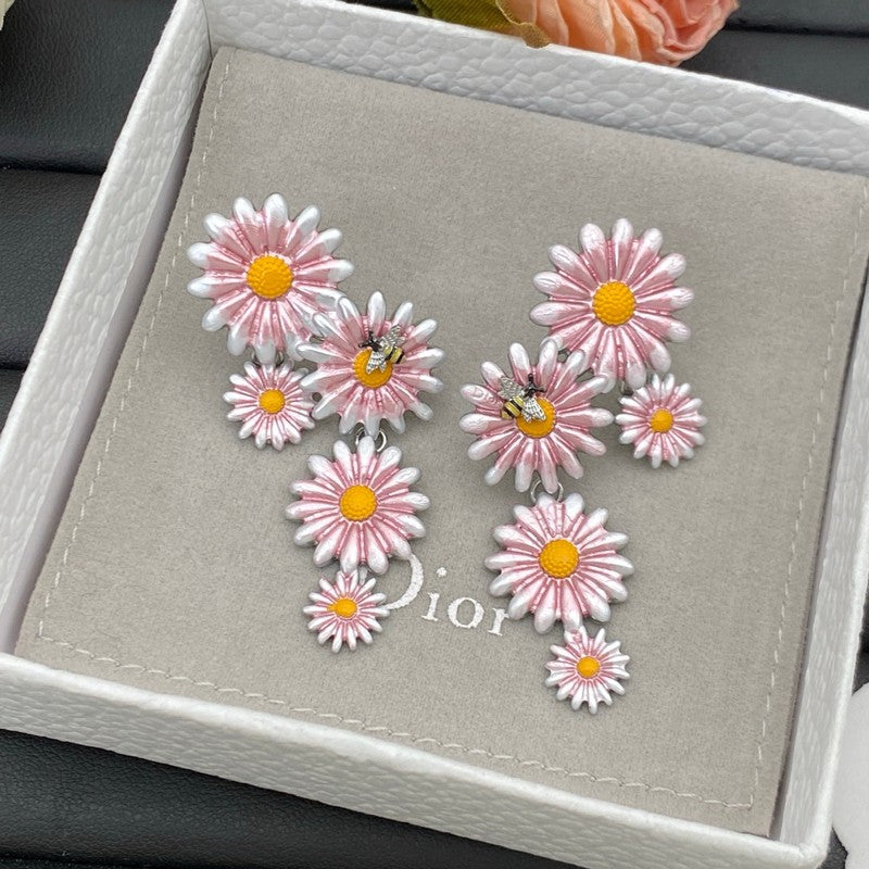 Dior Pink Flower 18K Gold Earrings