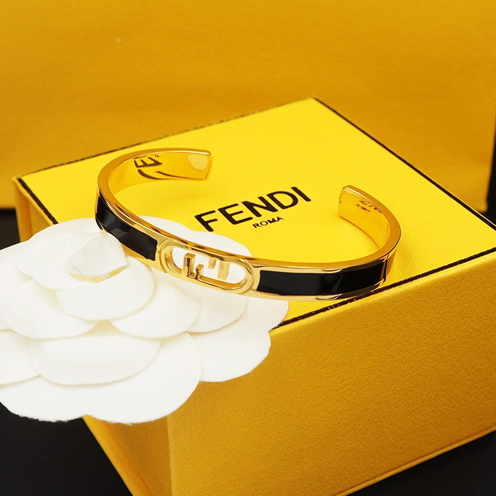 Fendi Open Cuff 18K Gold Bracelet