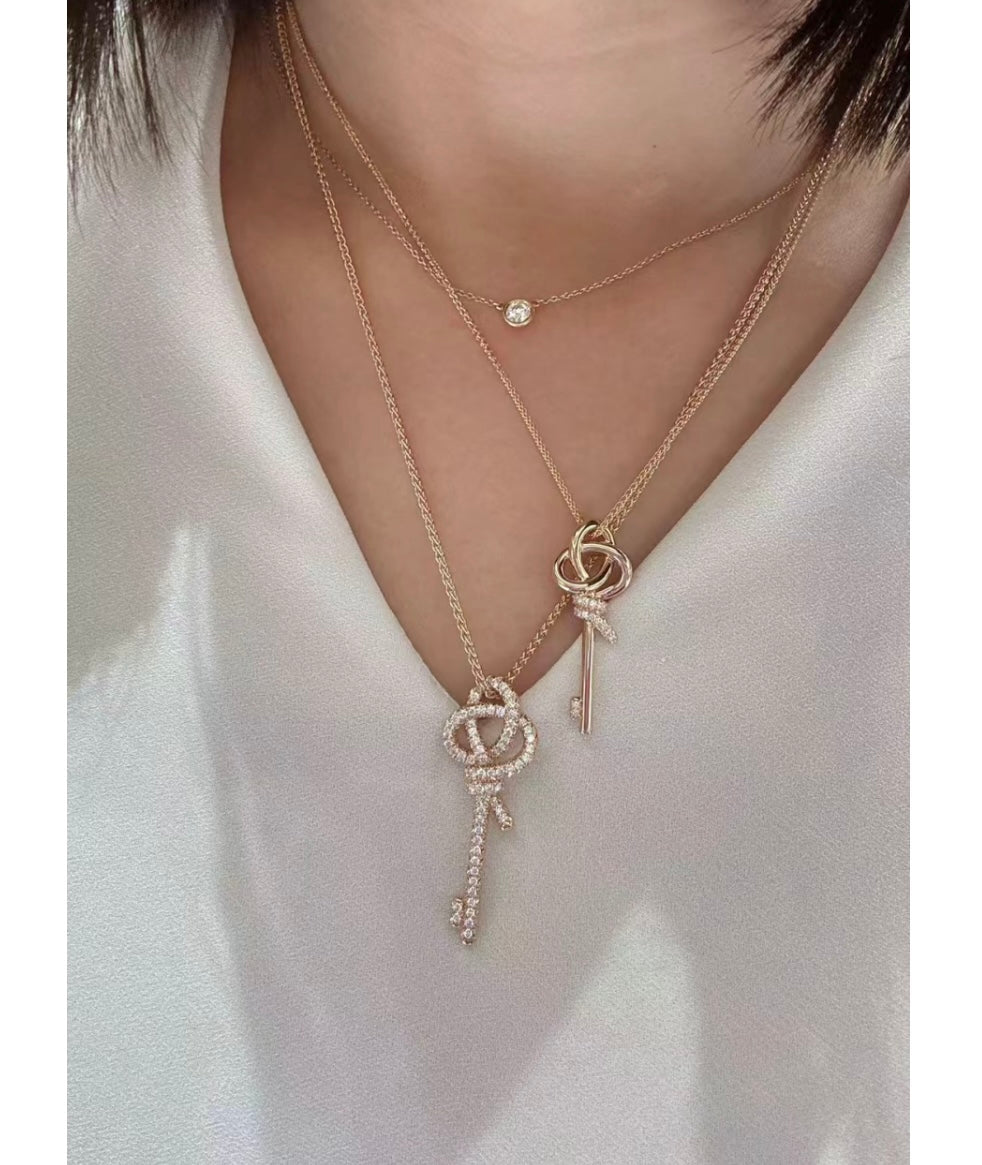 Tiffany Keys Woven Diamonds Large 18K Gold Necklace