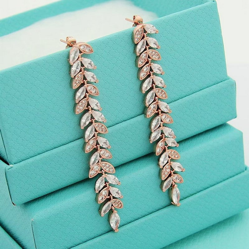 Tiffany Victoria Diamond Vine Drop 18K Gold Earrings