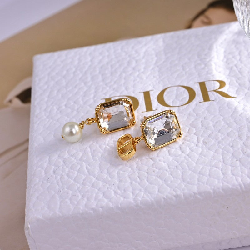 Dior Tribales Pearl Crystal 18K Gold Earrings