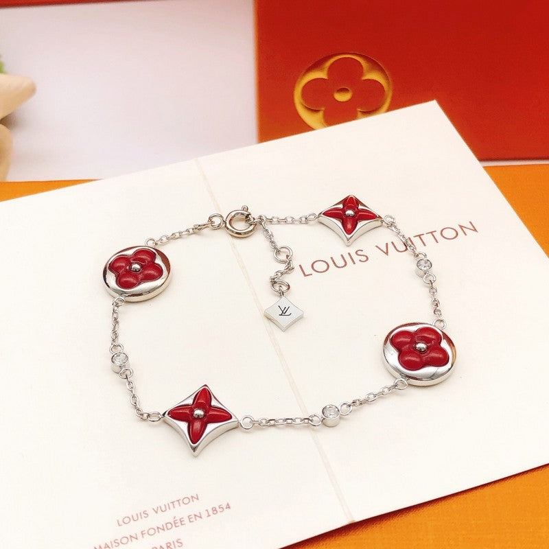 Louis Vuitton Blossom Red Flower 18K Gold Bracelet
