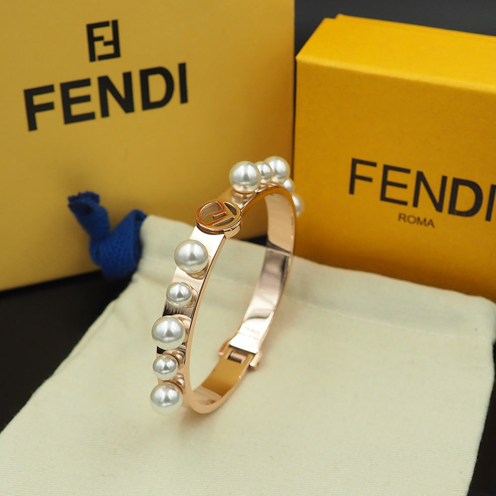 Fendi Pearls 18K Gold Bracelet