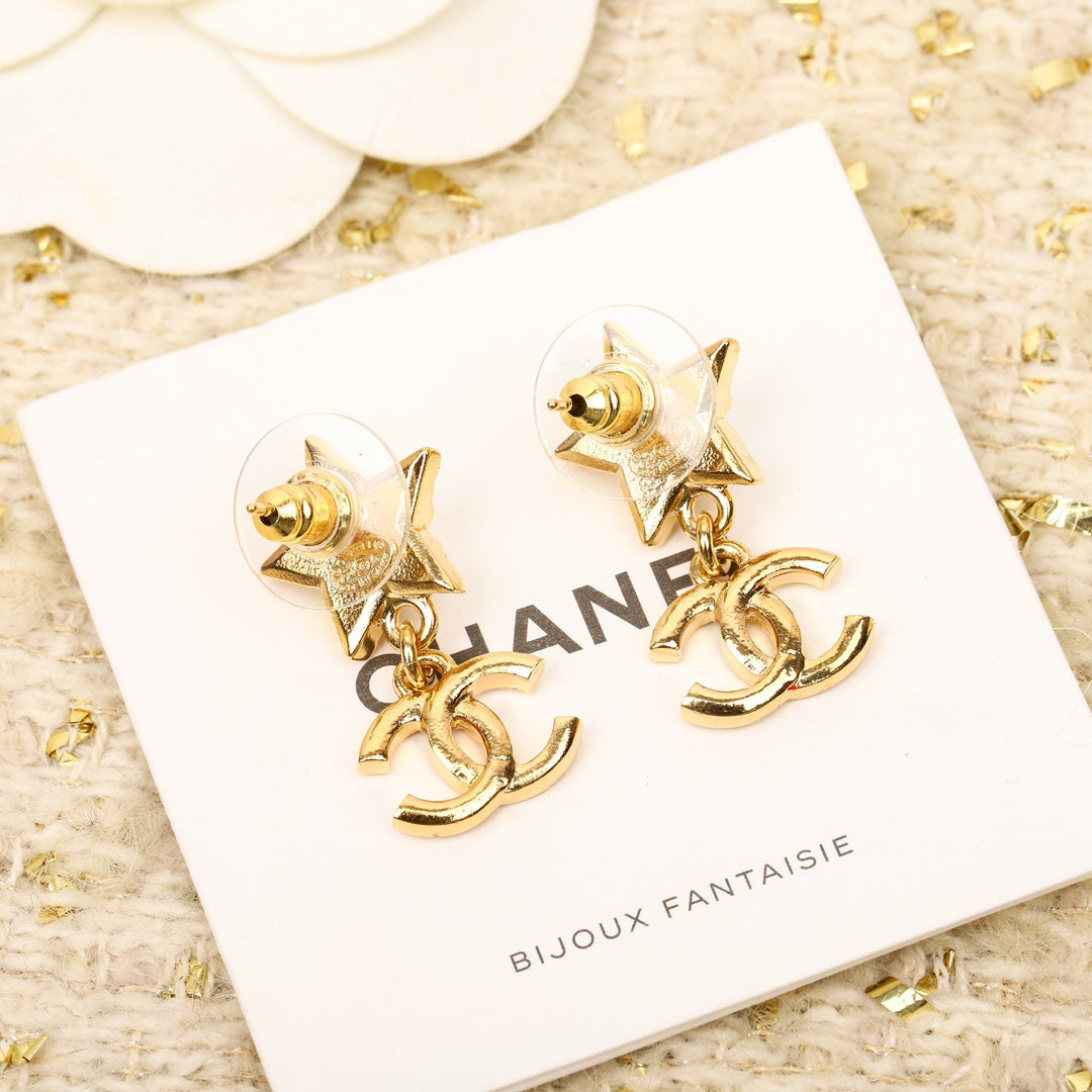 Chanel Star Crystals 18K Gold Earrings