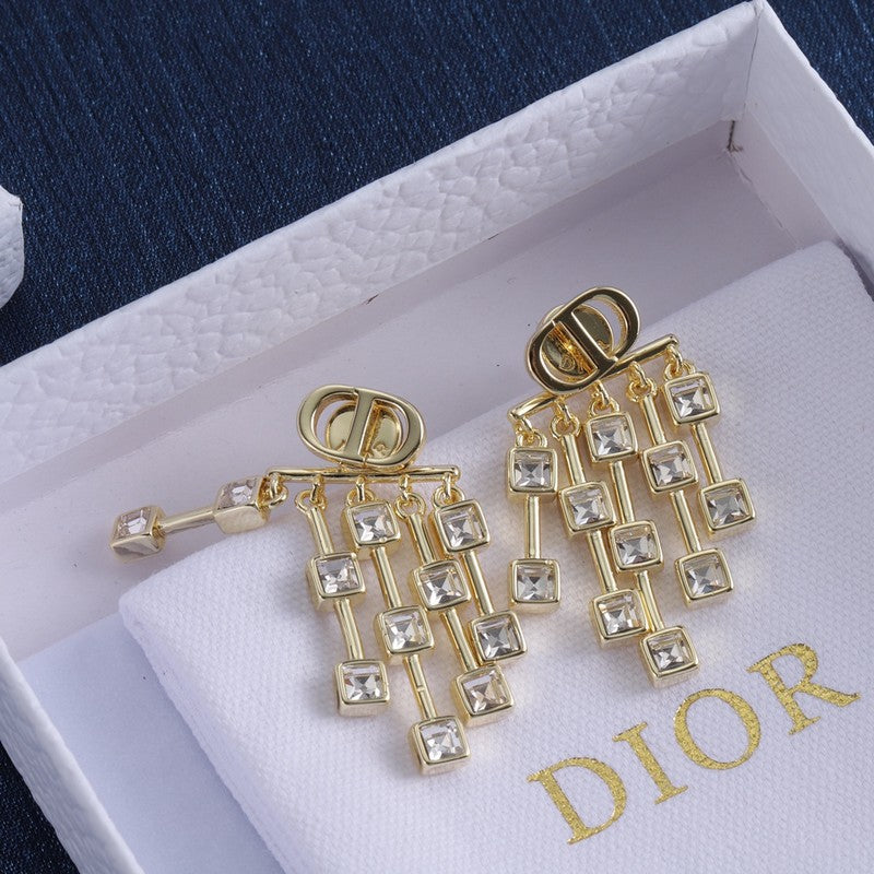 Dior Crystal 18K Gold Earrings