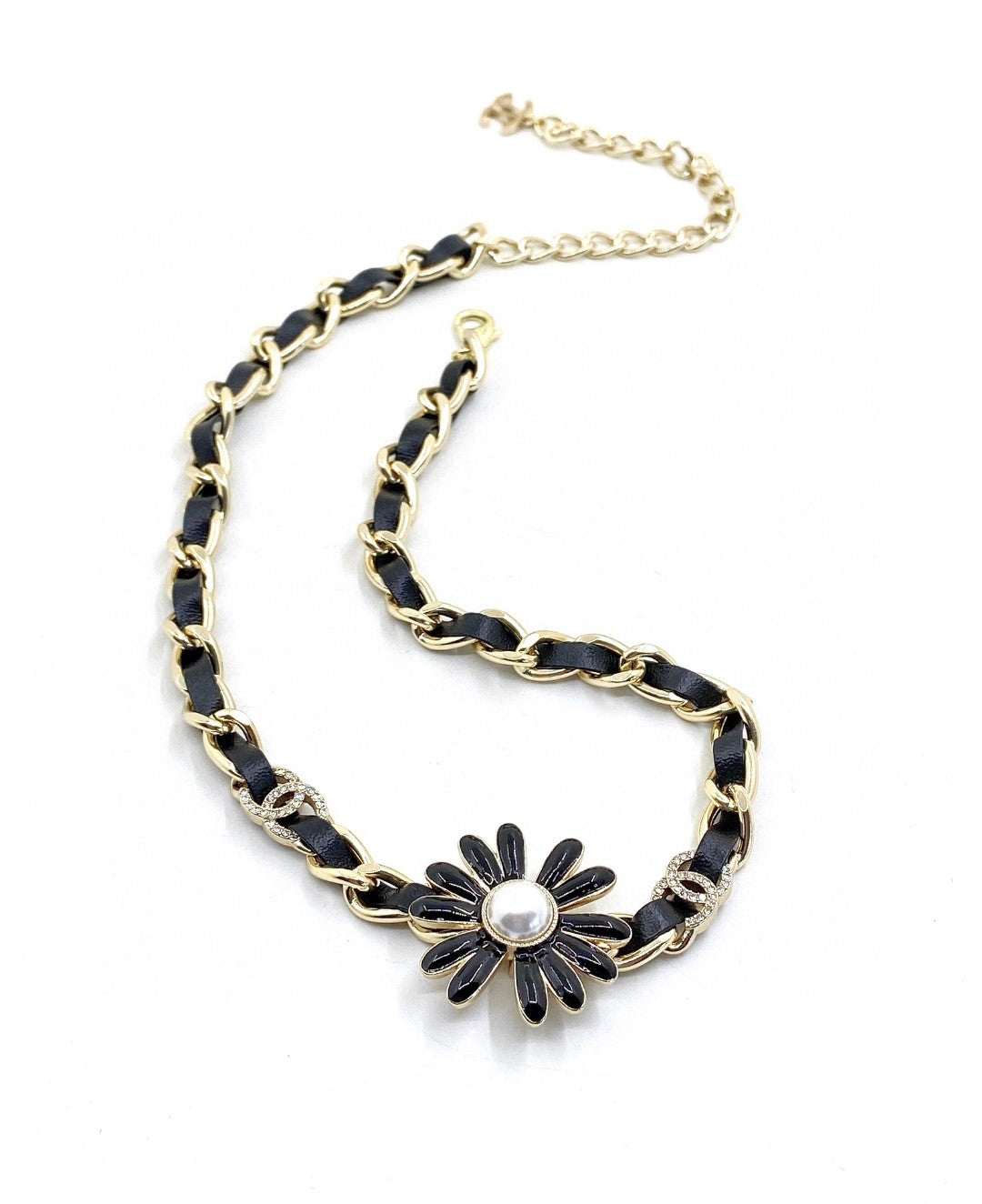 Chanel Black Daisy 18K Gold Necklace
