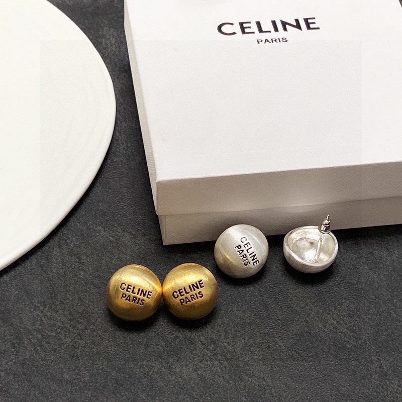 Celine Round 18K Gold Earrings