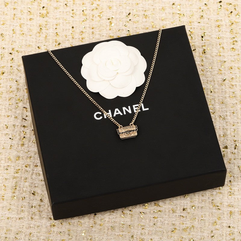 Chanel Bag Pendant 18K Gold Necklace