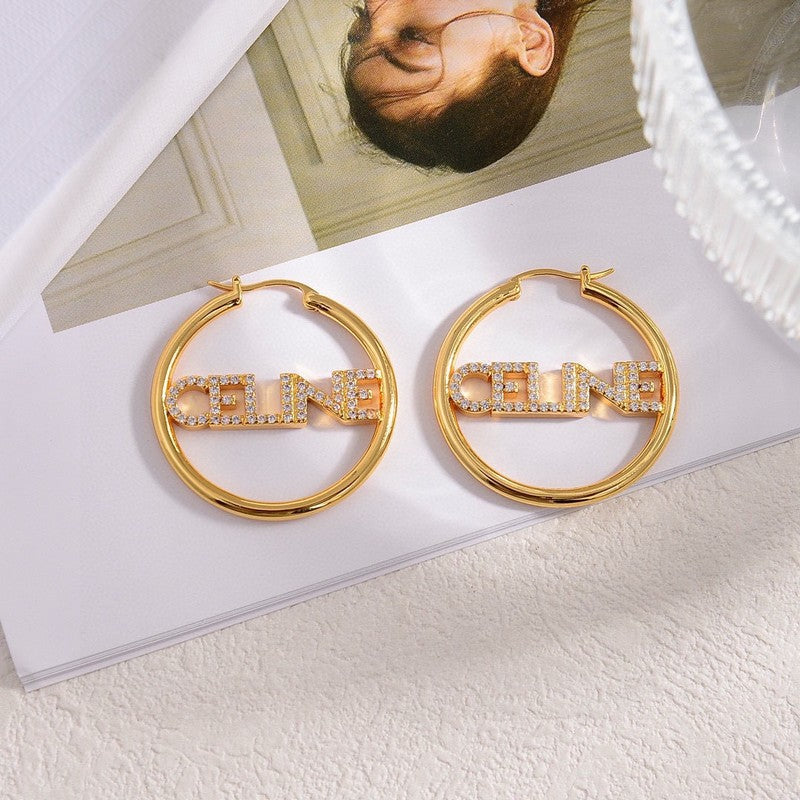 Celine Celine Diamond 18K Gold Earrings
