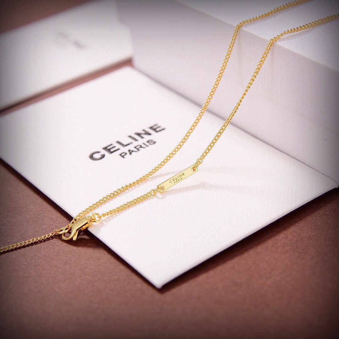 Celine Sentimental Double Square Diamond 18K Gold Necklace