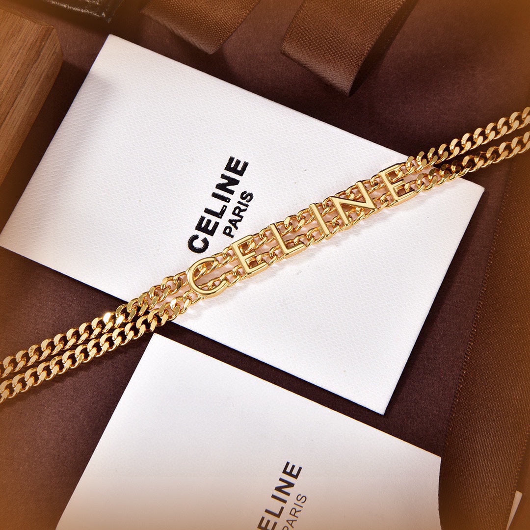 Celine Script Choker 18K Gold Necklace
