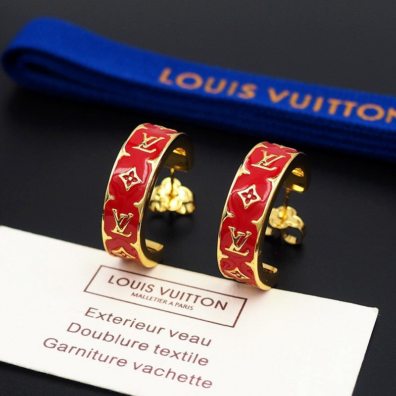 Louis Vuitton Nanogram Enamel 18K Gold Earrings