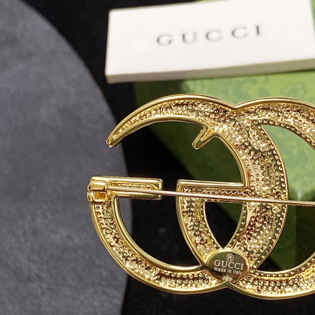 Gucci Double 18K Gold Brooch