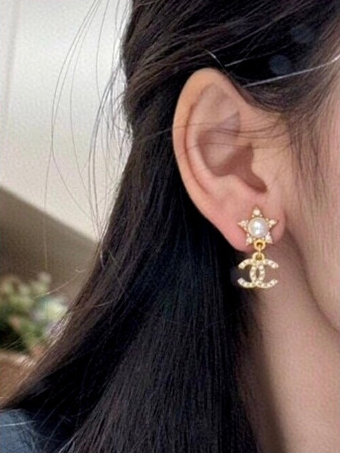 Chanel Star Crystals 18K Gold Earrings