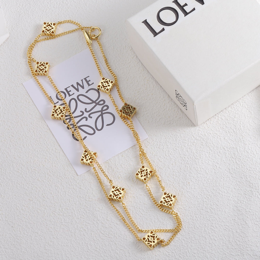 LOEWE Anagram Long 18K Gold Necklace
