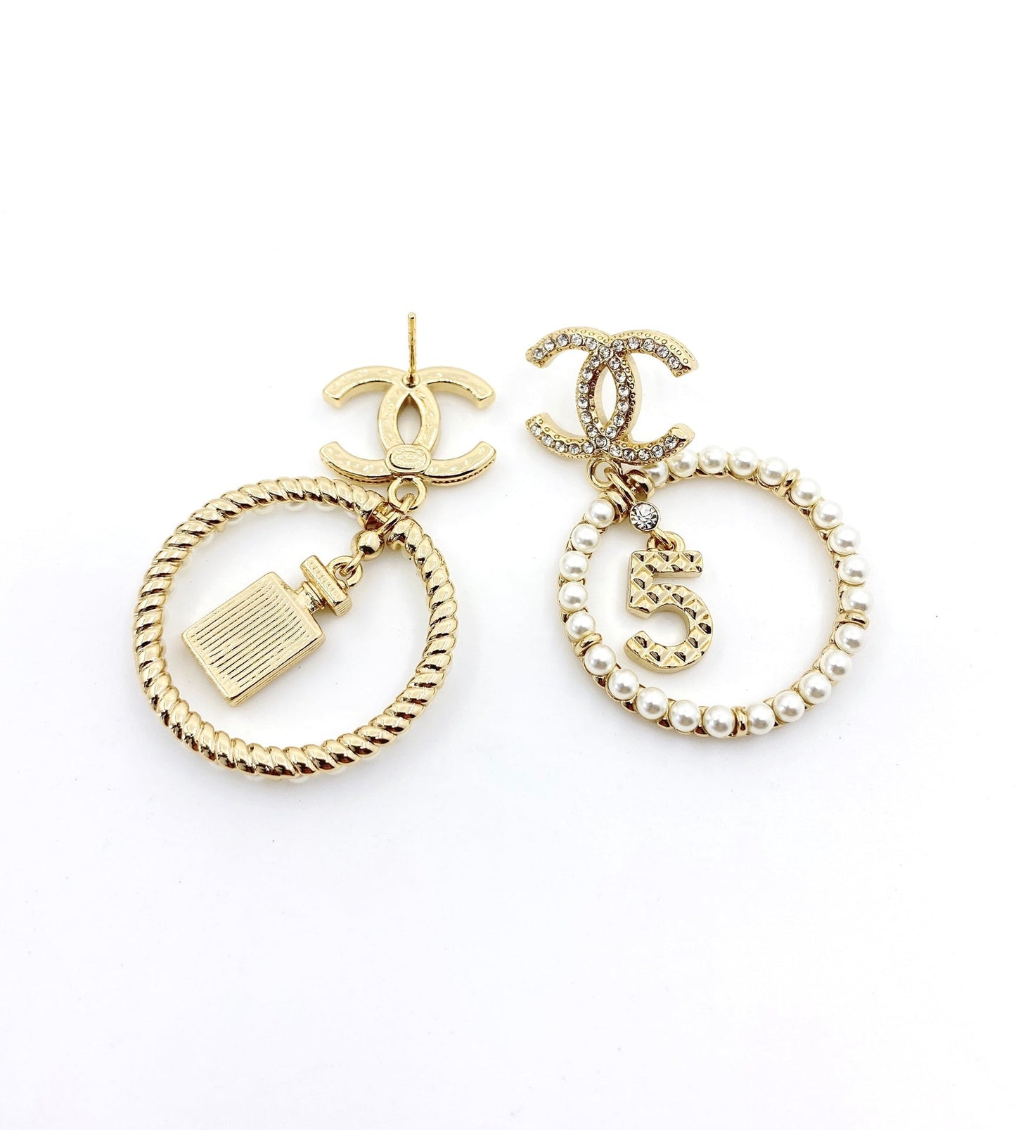 Chanel No.5 Perfume Bottle 18K Gold Earrings