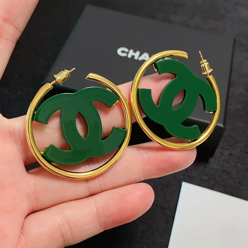 Chanel Color Logo 18K Gold Earrings
