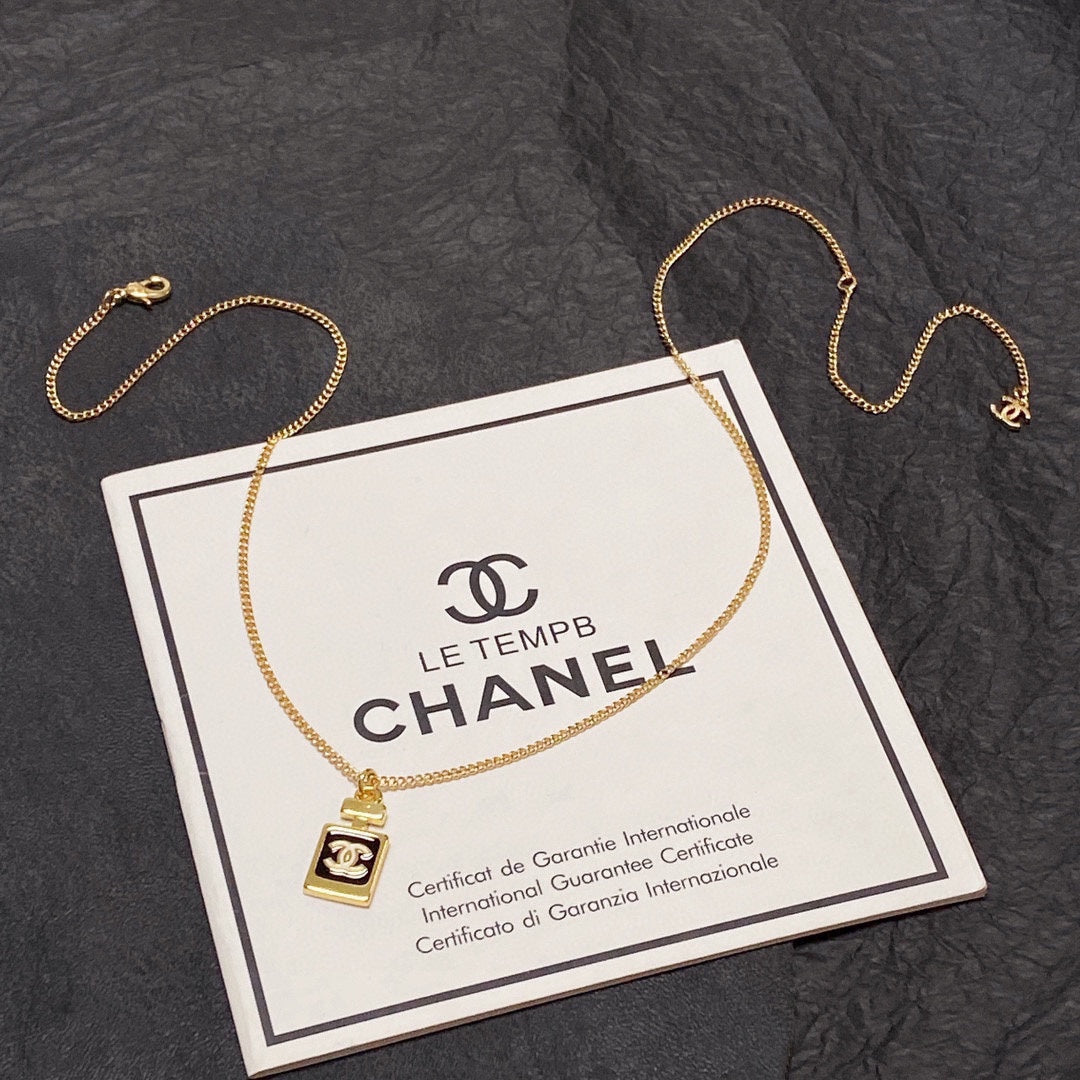 Chanel Perfume Bottle 18K Gold Necklace