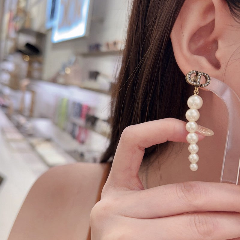 Dior Long Pearls 18K Gold Earrings