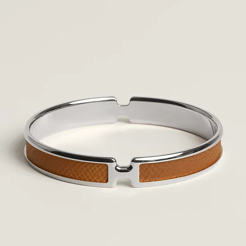 Hermes Olympe Light Brown 18K Gold Bracelet